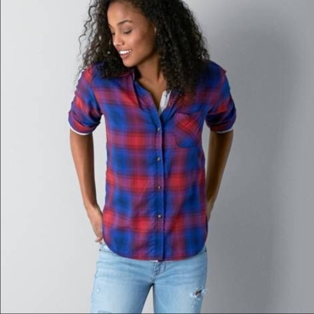 American Eagle Boyfriend Fit Plaid Flannel